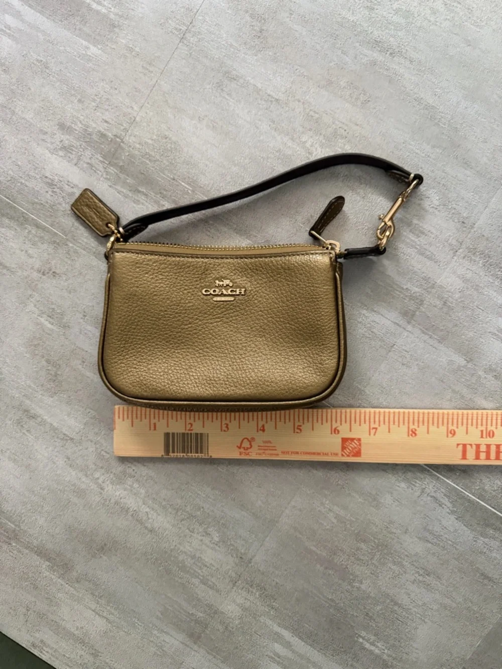 Coach Nolita 15 Metallic Gold Pebbled Leather Wristlet - Picture 2 of 6